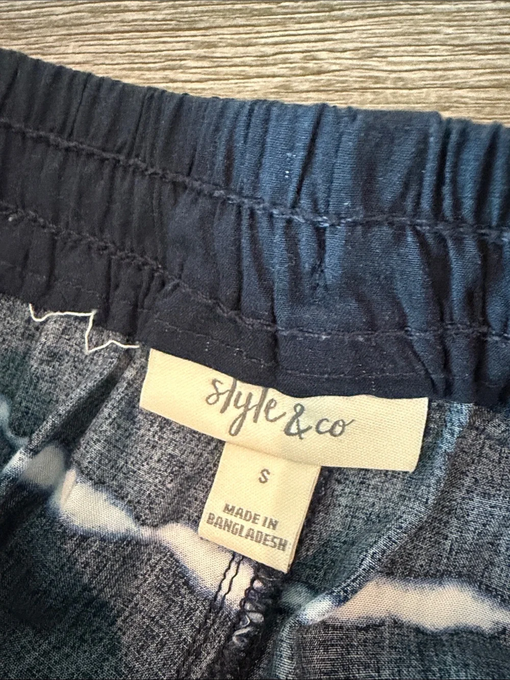 Style & Co Navy and White Tie-Dye Wide Leg Pants